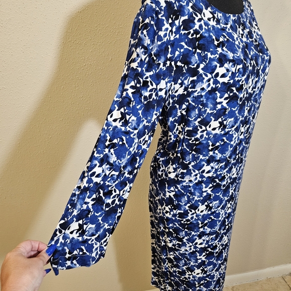 J. Crew Floral Shift Midi To Mini Dress Blue and White Pattern Size XL - Picture 4 of 6